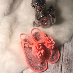 Coral Jellies- Top Flower- Polkadot sliver/ coral